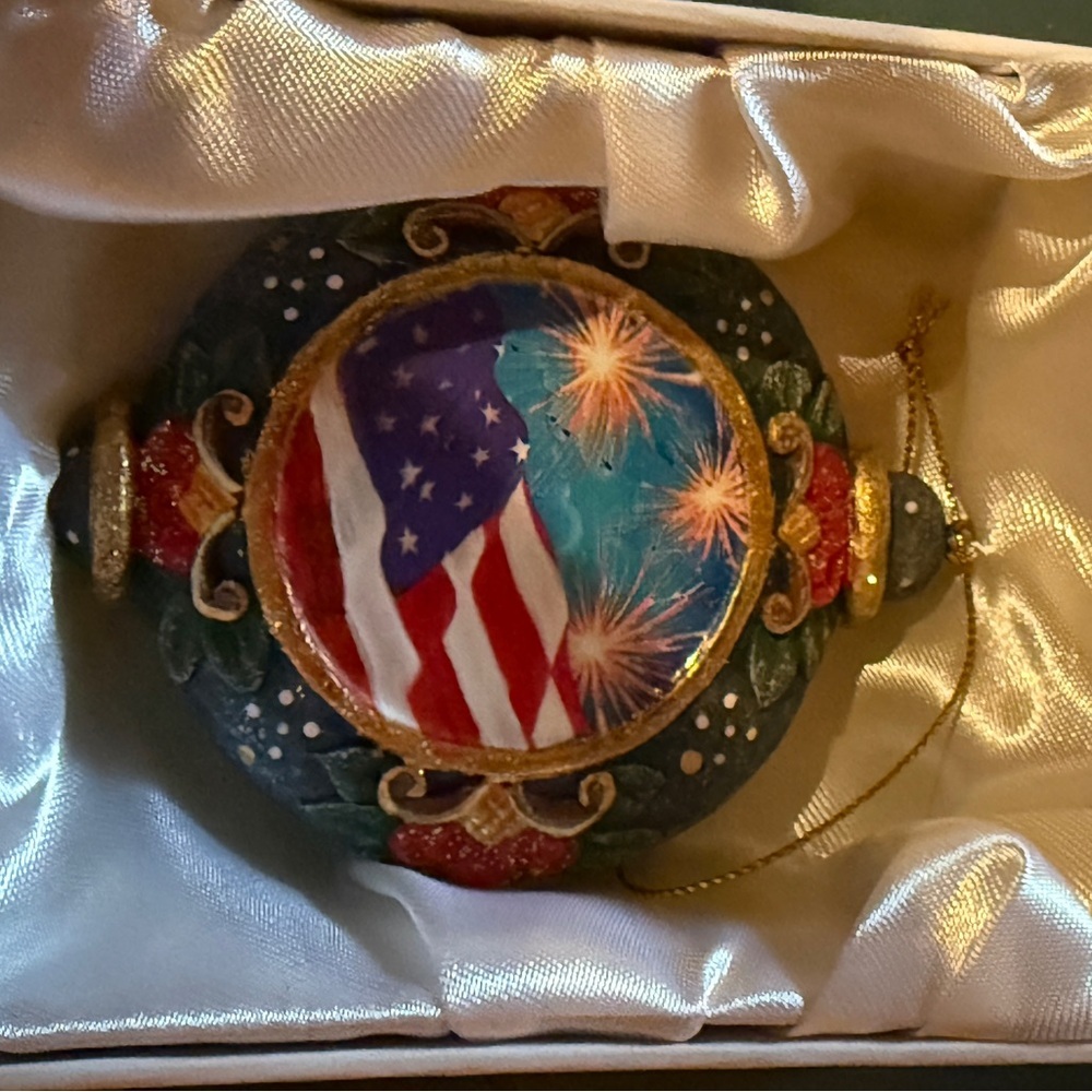 G. Debrekht Red and Blue Patriotic Holiday Ornament